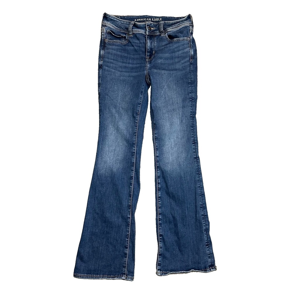 American Eagle AE Women's 8 REG Blue Jeans Denim Kick Boot Mid Rise Stretch